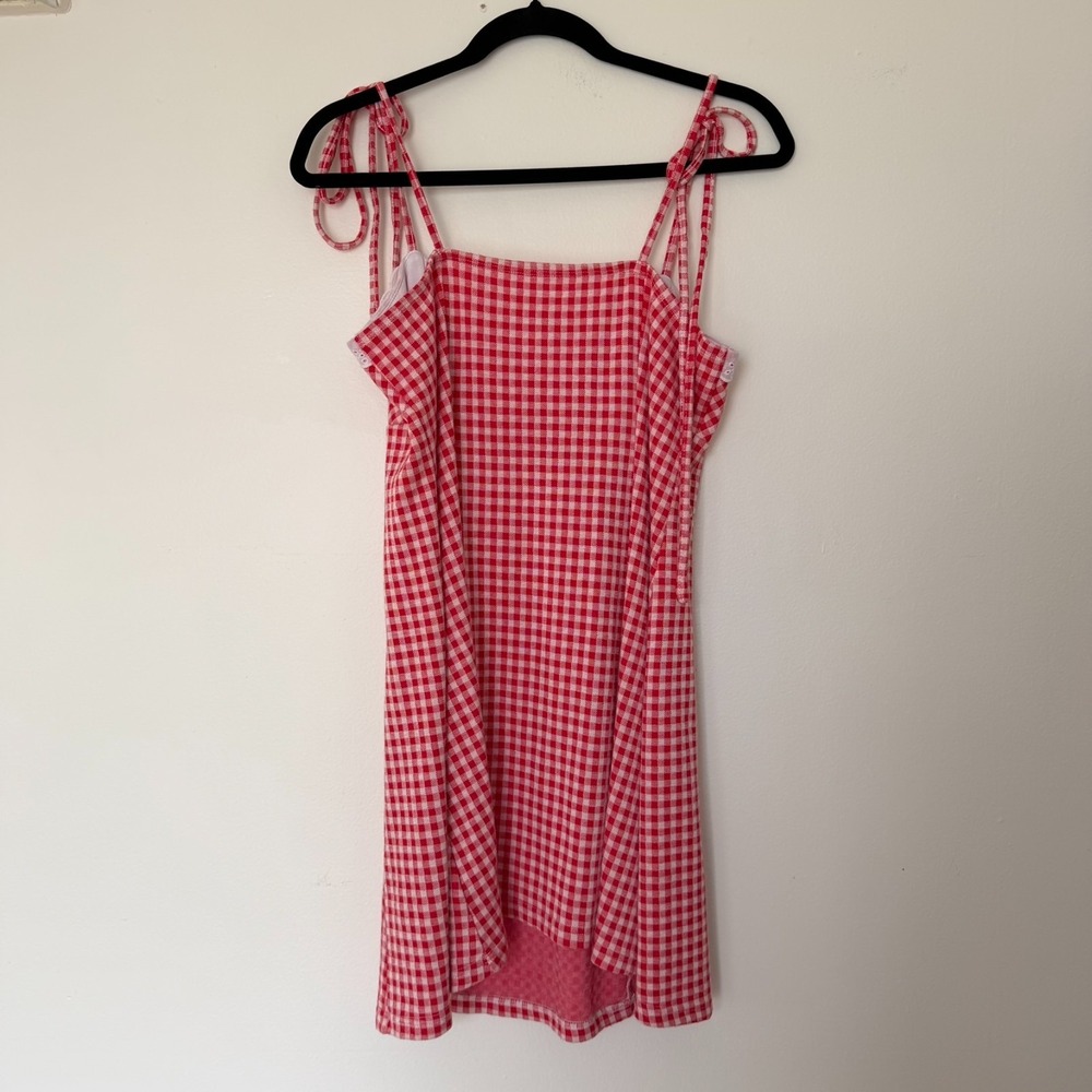Cider Mini Dress Square Neck Gingham Spaghetti Strap XL Party Elegant Summer - Picture 4 of 11